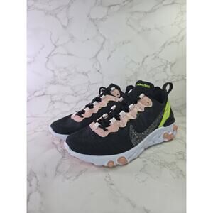 Nike CD6964-002 Women React Element 55 PRM Shoes Sneakers Black Coral Size 6
